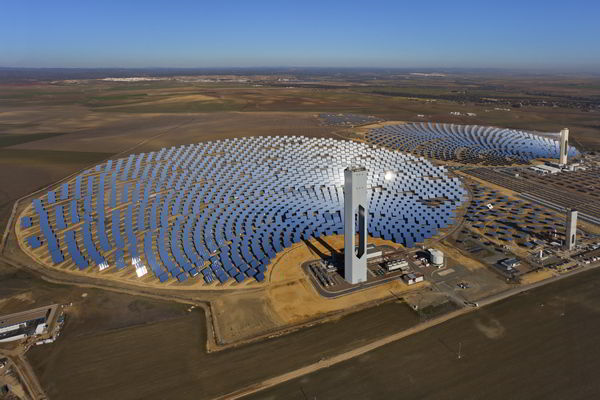 aerial view of solar thermal power plant